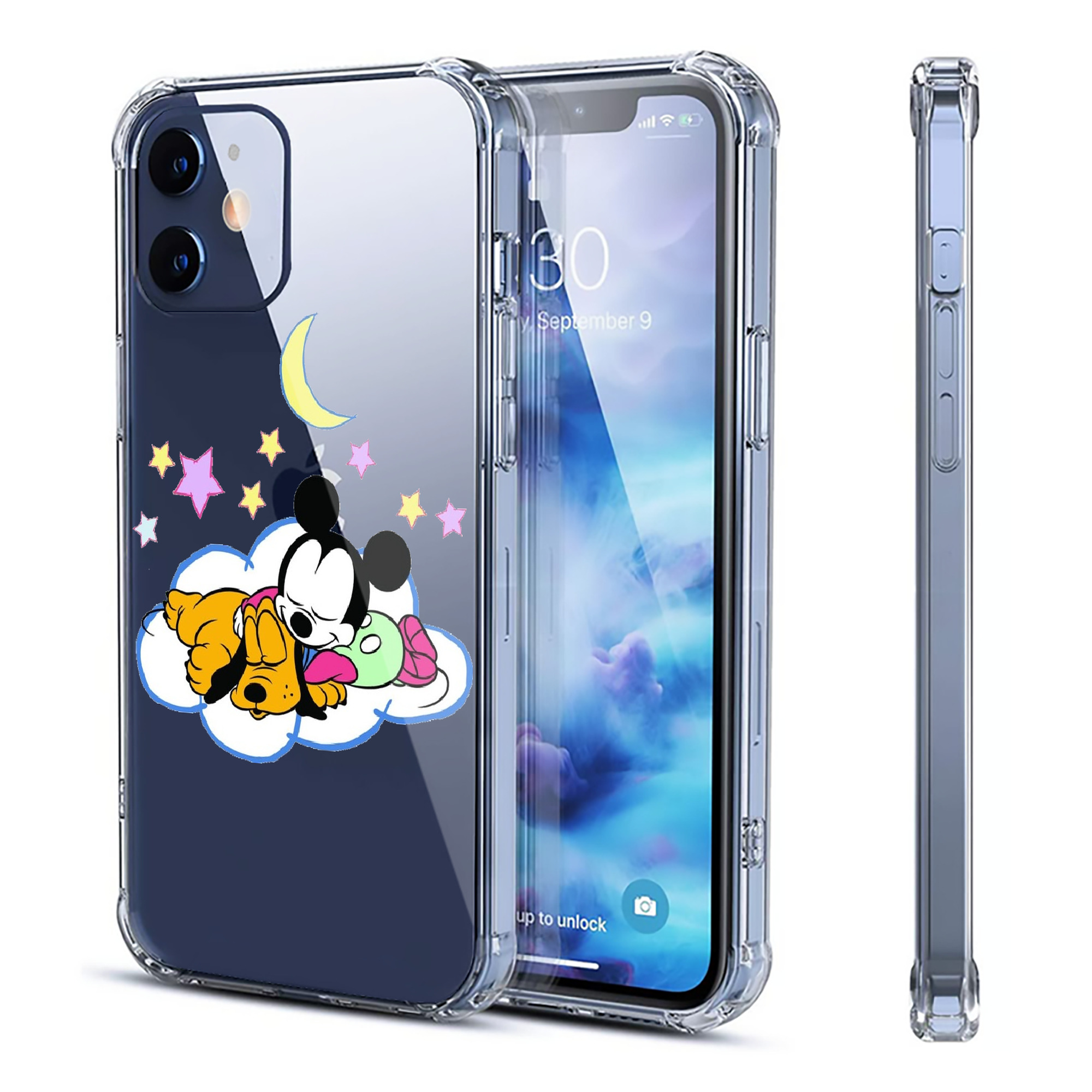 （画像用） ミッキーマウス Mickey Mouse 【iPhone 12シリーズ対応】透明スマホケース（クリアソフトケース）